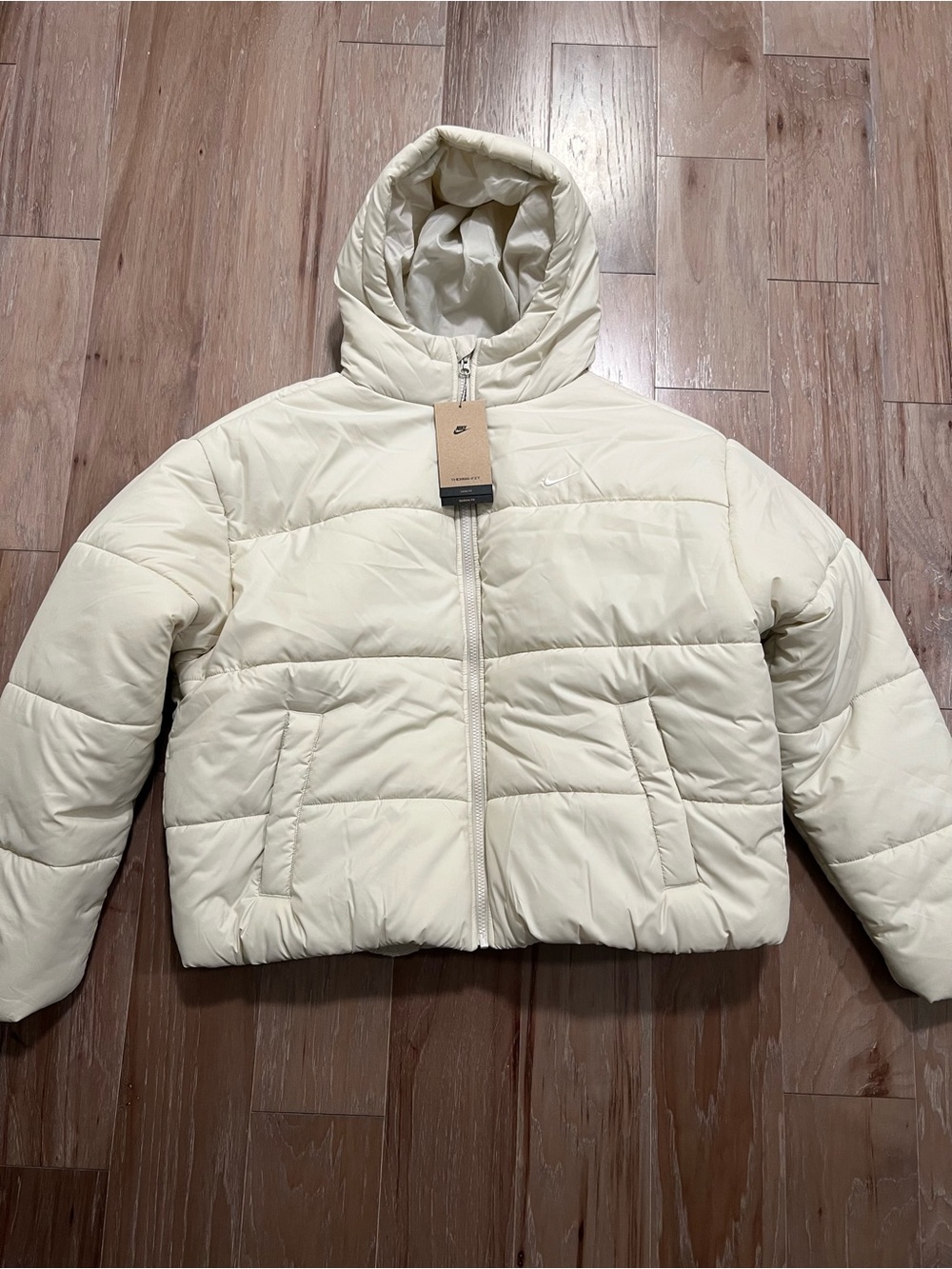 Nike Sportswear Loose Cream Hooded Puffer Jacket Therma-FIT Women’s Size XL NWT
